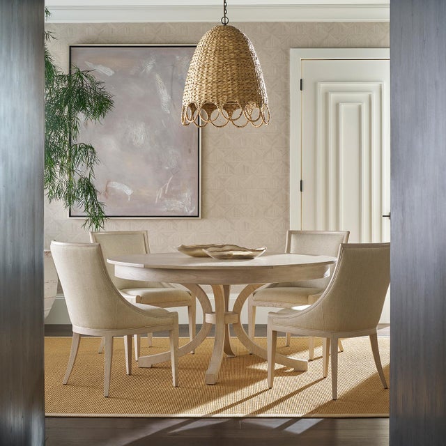 White Round White Coastal Extension Dining Table For Sale - Image 8 of 8