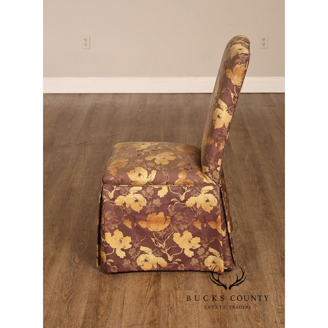 Purple Pair of Upholstered Parsons Style Dining Chairs For Sale - Image 8 of 16