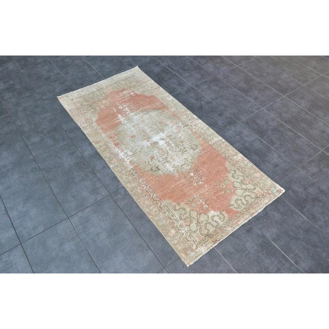 Orange Small Turkish Aztec Soft Pastel Rug, 1960s For Sale - Image 8 of 11