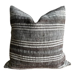 Vintage Rug Pillow Cover With Stripes For Sale