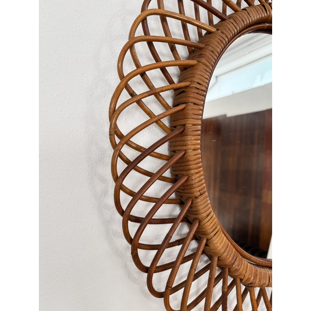 1960s Italian Mirror with Bamboo Rattan Frame, 1960 For Sale - Image 5 of 9