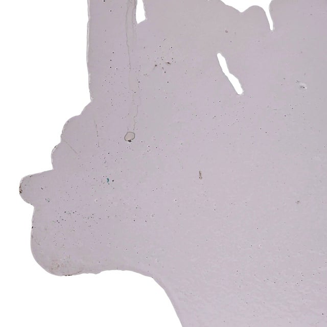 Vintage Hubley Style Cast Iron Doorstop, White French Flower Basket Shabby Cottage Décor 10.75" For Sale - Image 9 of 10