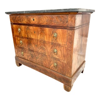 French Empire Marble Top Walnut Commode For Sale