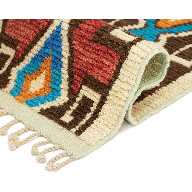 2020s Tribal Diamond Hand-Knotted Moroccan Wool Runner | 10'8" X 2'1" | One of a Kind For Sale - Image 5 of 9