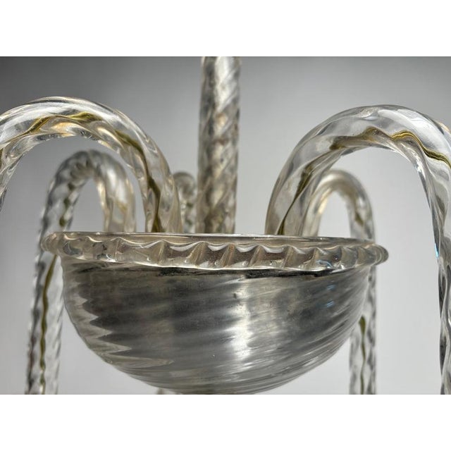 Large Five-Arm Murano Glass Chandelier by Ercole Barovier, Italy, 1950s For Sale - Image 14 of 17
