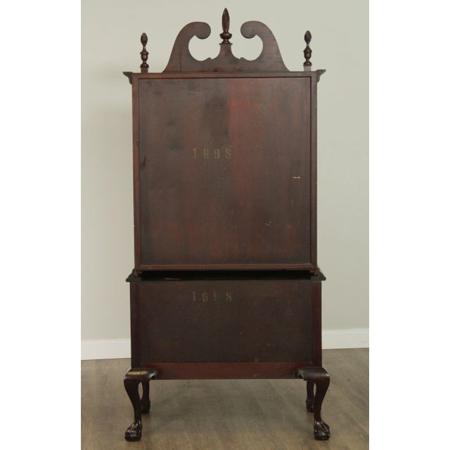 Charak 1930's Chippendale Style Hand Crafted Solid Mahogany Highboy For Sale - Image 10 of 13