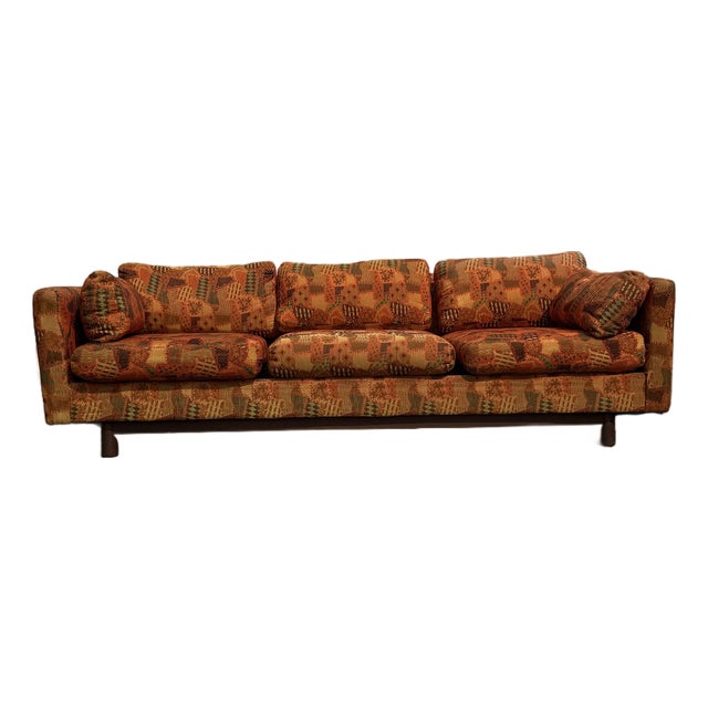 Selig of Monroe Mid-Century Modern Geometric Pattern Pit Sofa For Sale