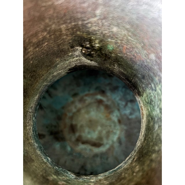 Metal Vintage 12" Bronze Amphora Vase With Dragon Handles For Sale - Image 7 of 9