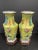 Chinese Pair of Chinese 19th Century Famille Rose High Relief Yellow Ground Porcelain Vases For Sale - Image 3 of 7