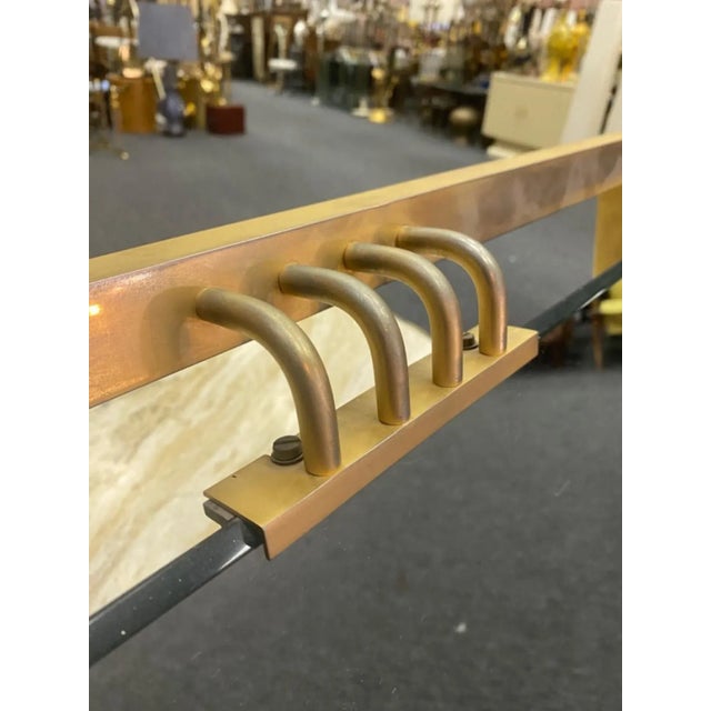 Metal 1980s Modernist Chrome & Brass Accent Mirror in the Manner of Karl Springer For Sale - Image 7 of 9