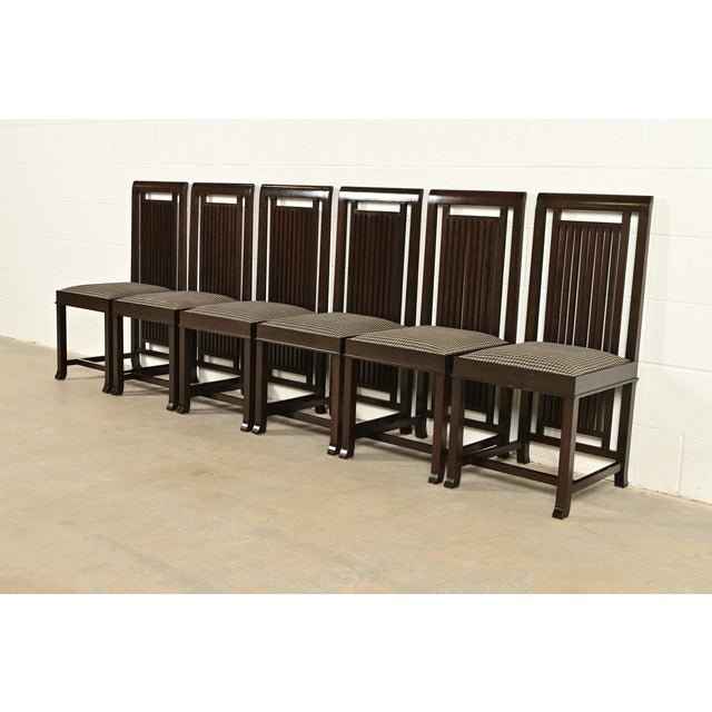Frank Lloyd Wright for Cassina Arts & Crafts Dark Cherry Wood Dining Chairs, Set of Six For Sale - Image 13 of 13