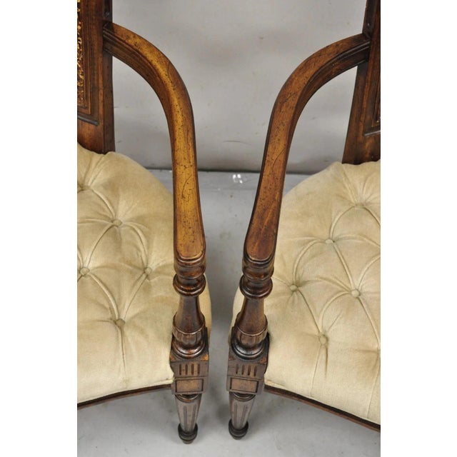 Brown Vintage Hollywood Regency Tall Cane Back Fireside Lounge Armchairs - A Pair For Sale - Image 8 of 11