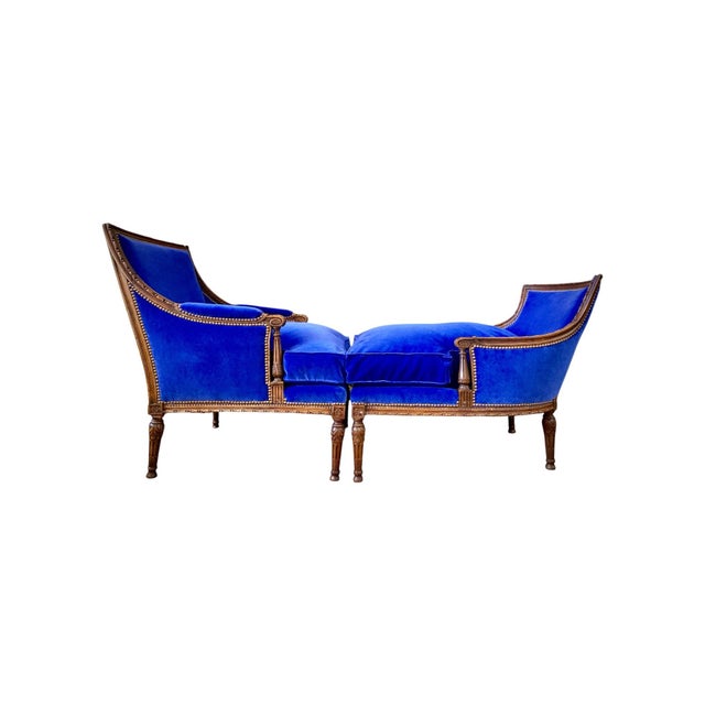 Stamped Early 18th Century Louis XVI Duchesse Brisee Longue Chair French Bergère For Sale - Image 10 of 10