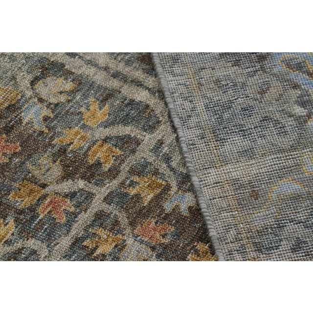 Textile Rug & Kilim’s Oversized Block Print Rug in Brown and Blue with Geometric Florals - 13x19 For Sale - Image 7 of 7