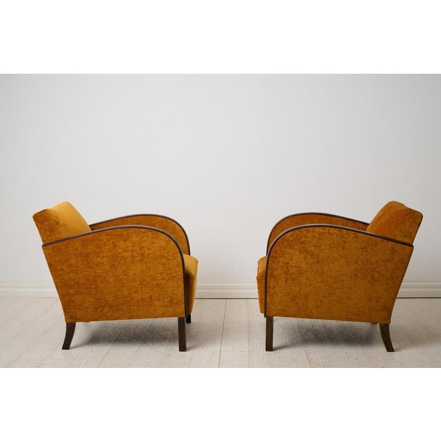1930s Vintage Swedish Art Deco Chairs with Velour Upholstery, 1930s, Set of 2 For Sale - Image 5 of 11