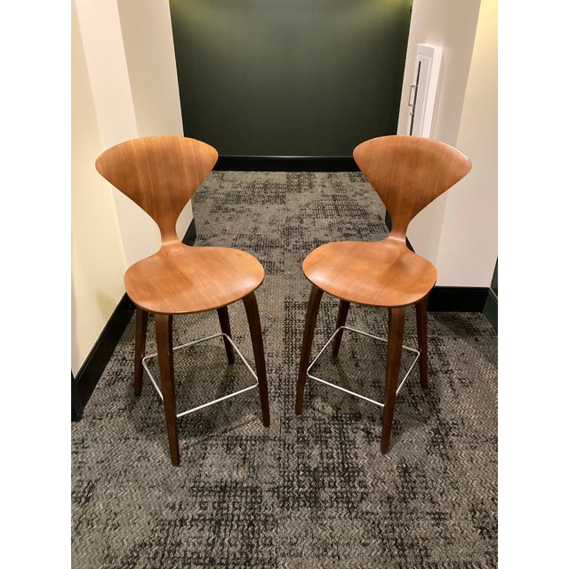 A pair of iconic Cherner Counter Stools, originally designed by Norman Cherner in 1958. Great condition absolutely...