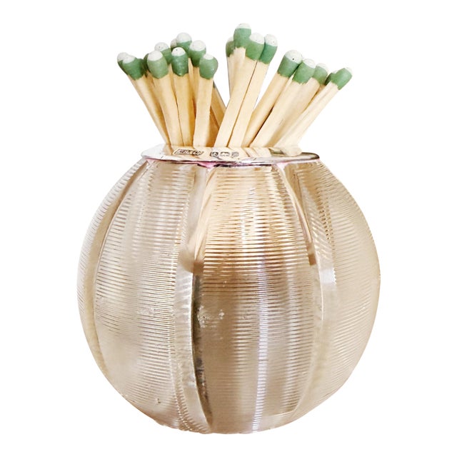 Antique 1900 Sterling Silver and Glass Match Striker For Sale