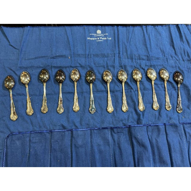 Vintage Silver-Plated Teaspoons with Russell Pattern by Mappin & Webb, Set of 12 For Sale - Image 3 of 4