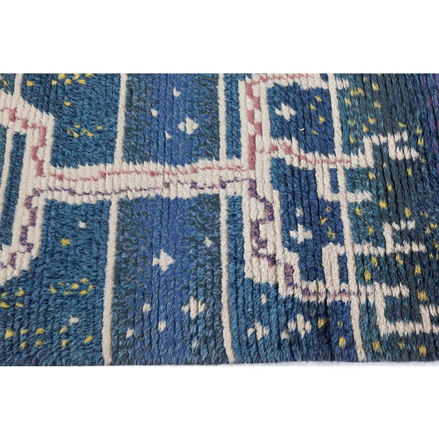 Mid-20th century Swedish Navy blue, Ivory, Red Handmade Pile Rug Size: 3'3" × 5'3" (99 × 160 cm) A dazzling expression of...
