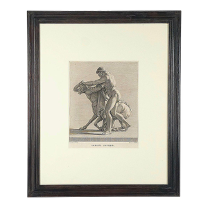 Neoclassical Engraving of Hercules Fighting, France Circa 1790
