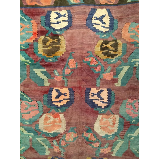 Vintage Caucasian Karabagh Kilim, Flat-Woven Wool, Allover Floral Pattern, 7x10 For Sale - Image 4 of 8