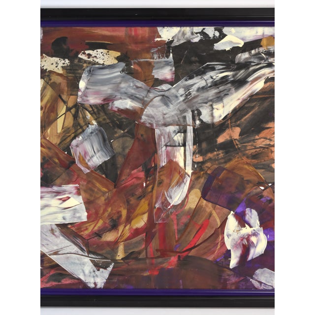 Abstract Late 20th Century Vintage Metallic Abstract Expressionist Oil Painting, Framed For Sale - Image 3 of 8