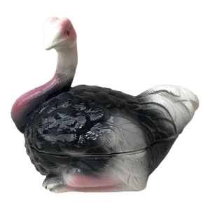 C.1950 Majolica Tureen Ostrich Caugant