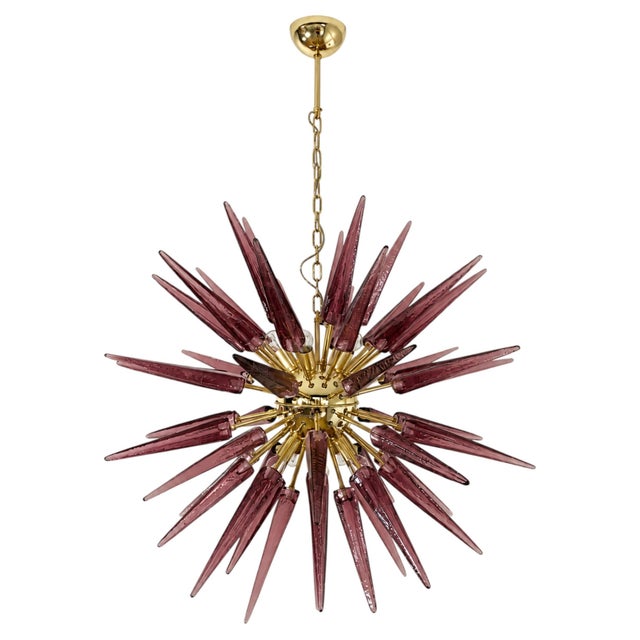 Sputnik Pendant Light with 51 Amethyst Murano Glass Tips from Justfurnituress SRL For Sale - Image 10 of 10