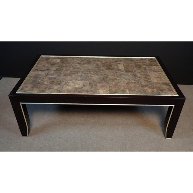 Ornamental & Decorative Materials 1980s Mica and Black Lacquered and Silver Gilt Wood Coffee Table For Sale - Image 7 of 12