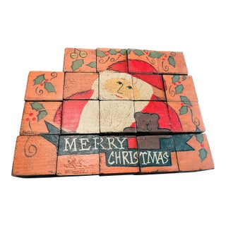 Vintage Wooden Block Puzzle Set Early 20th C. Antique For Sale