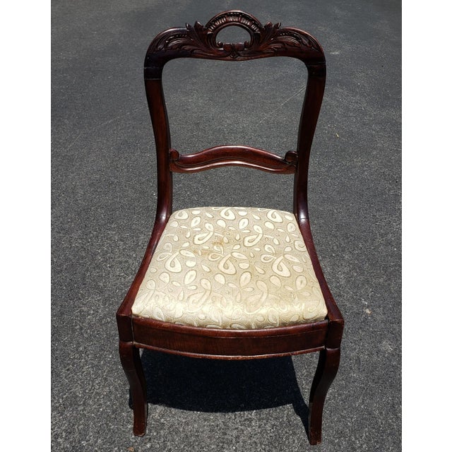 Victorian 19th Century Victorian Hancrafted and Carved Mahogany Ladder Back Chair For Sale - Image 3 of 8
