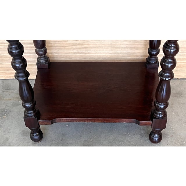 Brown Pair of Spanish Nightstands With One Drawer and Low Shelve For Sale - Image 8 of 9
