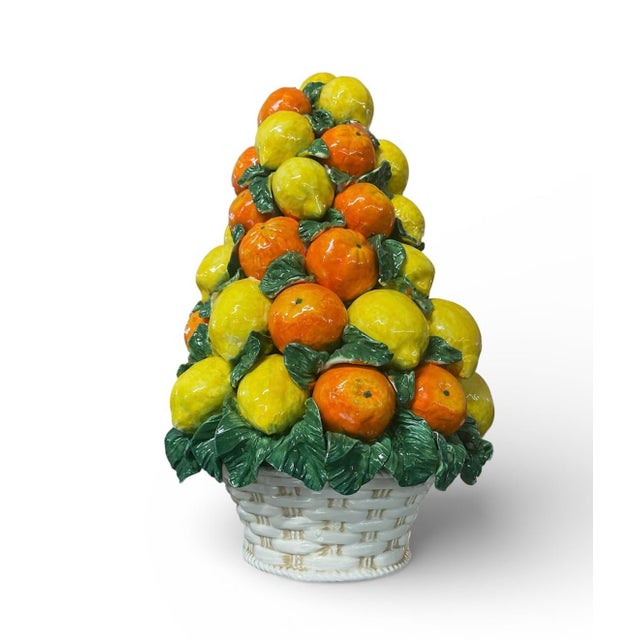 Vintage Italian-Style Polychrome Ceramic Citrus Topiary For Sale - Image 4 of 12