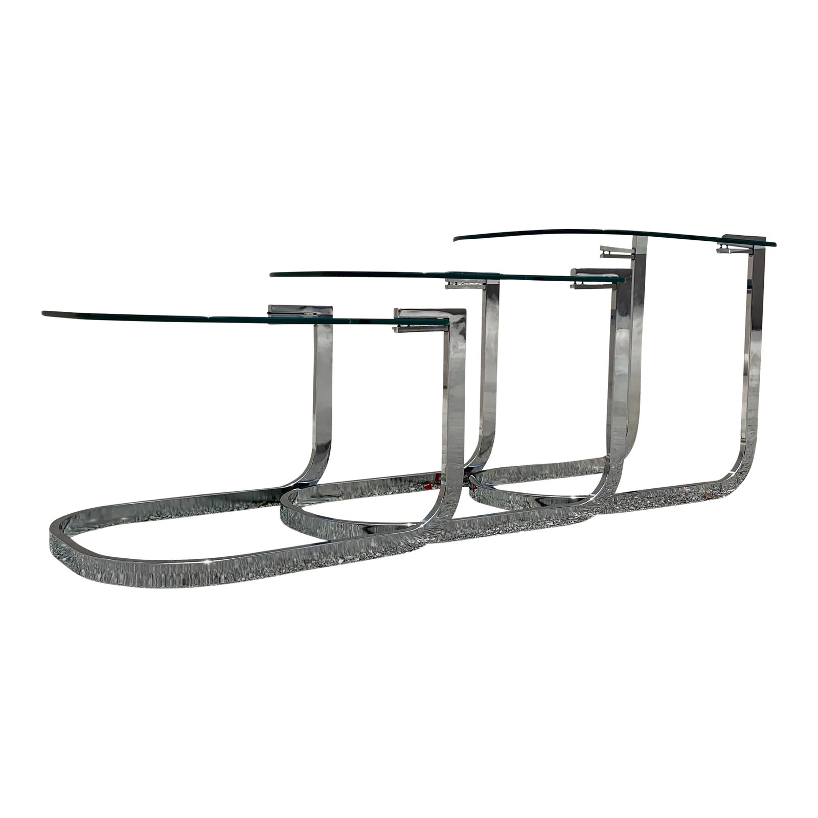 Mid Century Modern Design Institute of America Chrome and Glass Nesting Tables Set of 3 Chairish