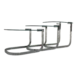 Mid Century Modern Design Institute of America Chrome and Glass Nesting Tables - Set of 3