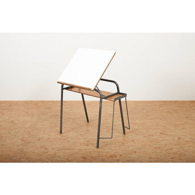 Green Lacquered Steel and Plywood Desk with Resin Tabletop For Sale - Image 10 of 15