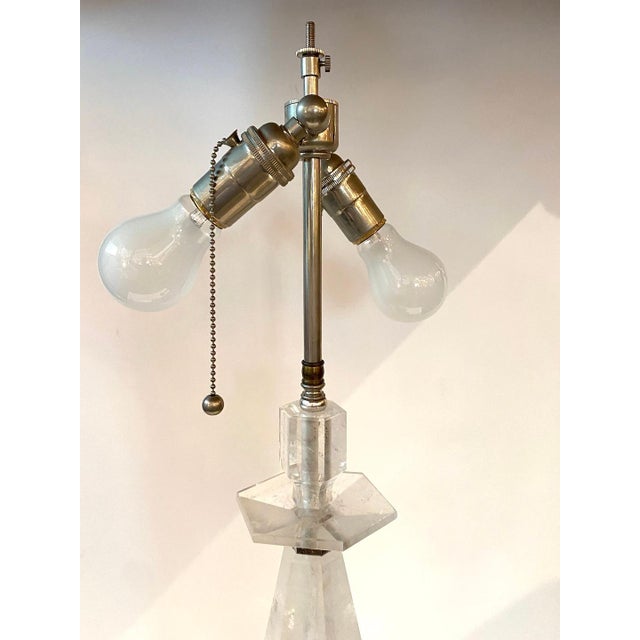 Late 20th Century Rock Crystal Candlestick Table Lamp For Sale - Image 4 of 5