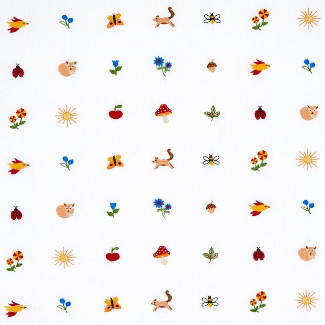 Schumacher Sample - Schumacher Tiny Things Embroidery Fabric, Multi For Sale - Image 4 of 4