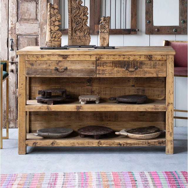 2020s Matthew Izzo Home Rustic Timber Reclaimed Wood Kitchen Island - New Item For Sale - Image 5 of 6