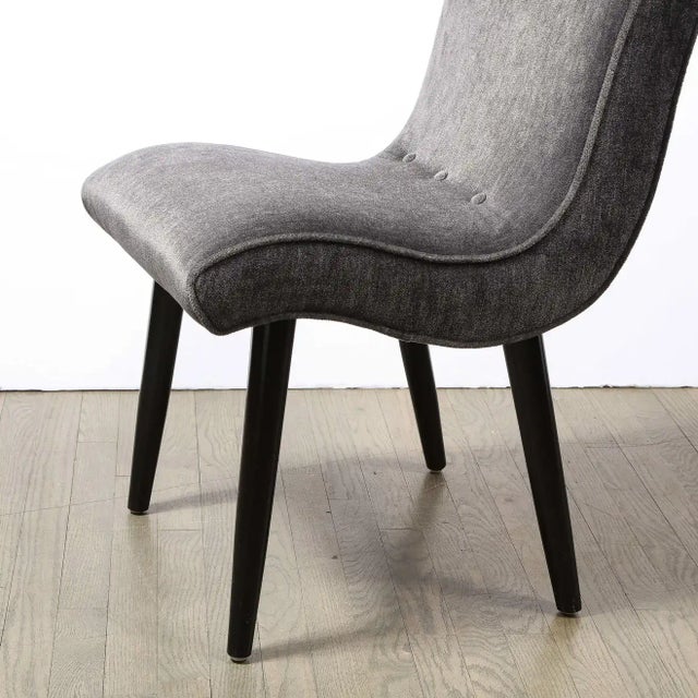 Gray Art Deco Button Back Mohair Chair by Russel Wright for Conant Ball Company For Sale - Image 8 of 13