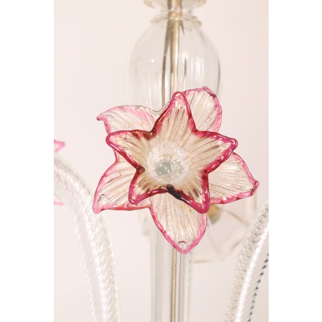 Mid 20th Century Vintage Murano Style Crystal J Arms Chandelier With Gold & Rose Inflections For Sale - Image 5 of 14