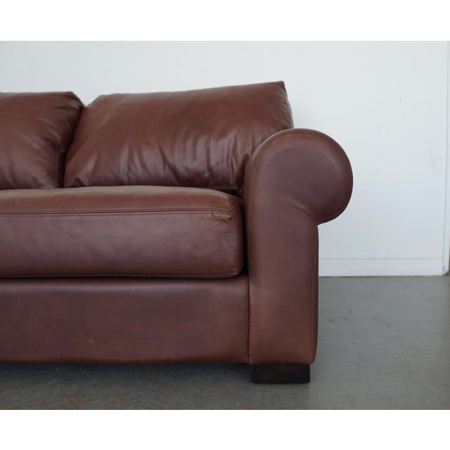 Pottery Barn Turner Roll Arm Leather Sofa For Sale - Image 11 of 15