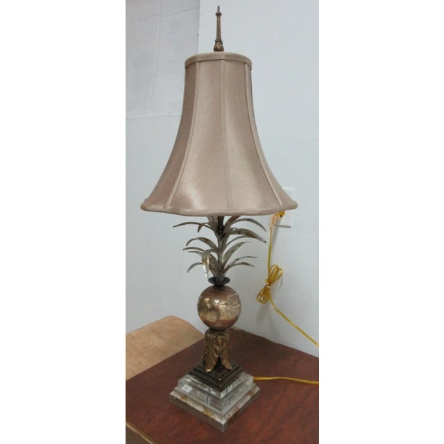 Glass 1990s Fine Art Lamps Gold Gilt Mercury Glass Italian Regency Column Table Lamp Shade For Sale - Image 7 of 7