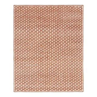 Rug & Kilim’s Modern Block Print Rug in Pink with Cream Floral Pattern - 5x7 For Sale