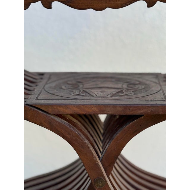 Antique Carved Wood Side Chair: Savonarola Carved Hardwood Antique Chair For Sale - Image 11 of 12