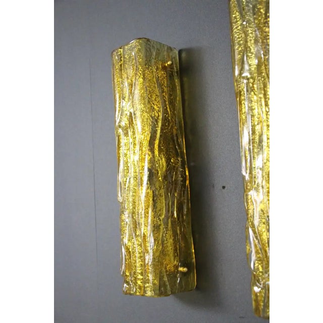 Golden Square Murano Glass Sconces in the style of Mazzega, 1980s, Set of 2 For Sale - Image 9 of 16