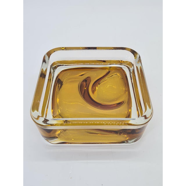 Murano Sommerso Ashtray Amber Art Glass, Italy, 1960s For Sale - Image 10 of 11