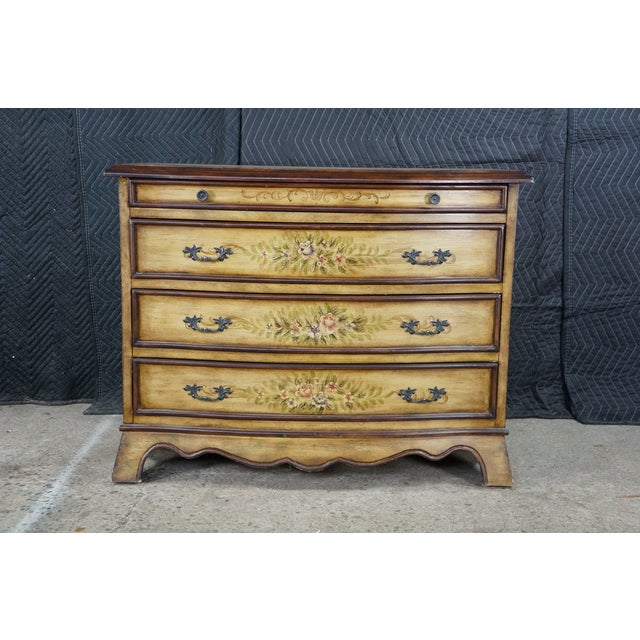 Late 20th Century Italian French Provincial Style Floral Bombe Commode Dresser Bachelors Chest For Sale - Image 6 of 18