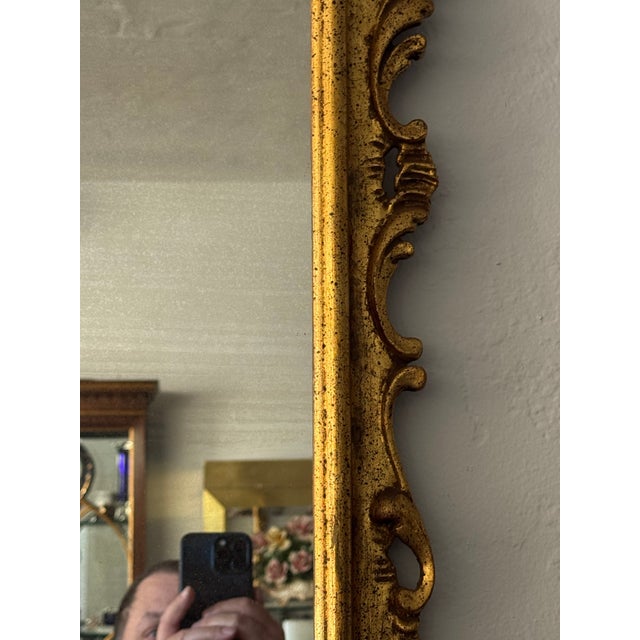 Wood Vintage Italian Rococo Revival Giltwood Wall Mirror, Circa 1960 For Sale - Image 7 of 12