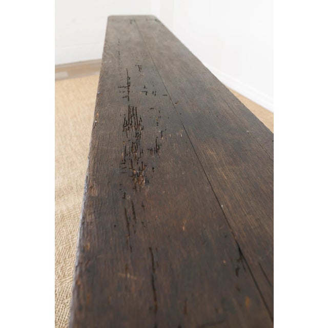 Farmhouse Antique English Oak Bench - Circa 1910 For Sale - Image 3 of 8